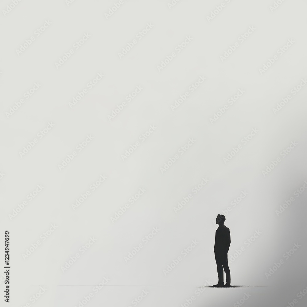Solitary Figure Stands Against A Vast Empty Space Solitary Figure Stands Against A Vast Empty Space