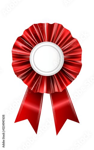 Red rosette award ribbon with blank center photo