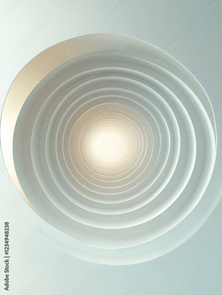 Obraz premium Circular patterns create a mesmerizing illusion of depth and light within a minimalist design. Generative AI