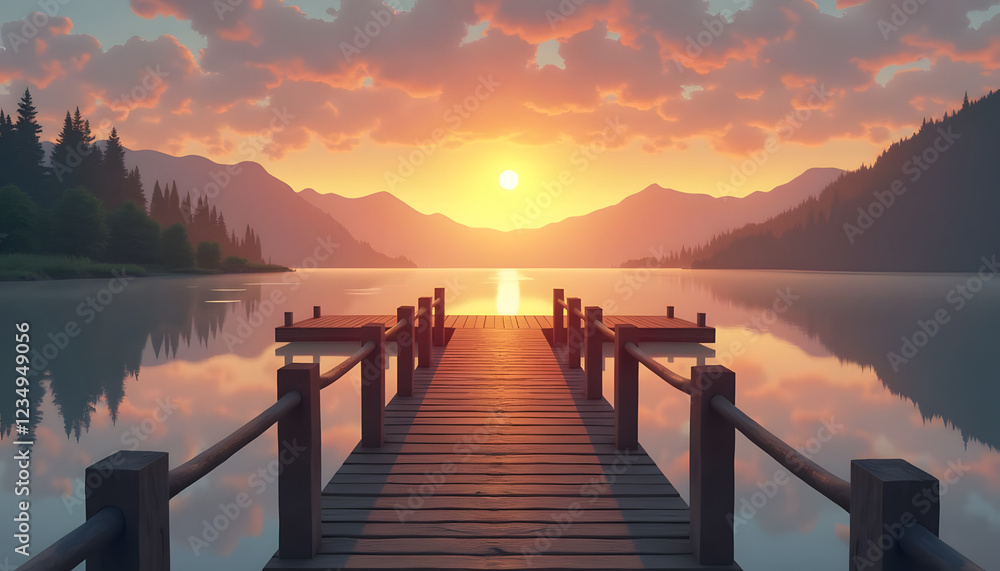 Obraz premium sunset on the lake