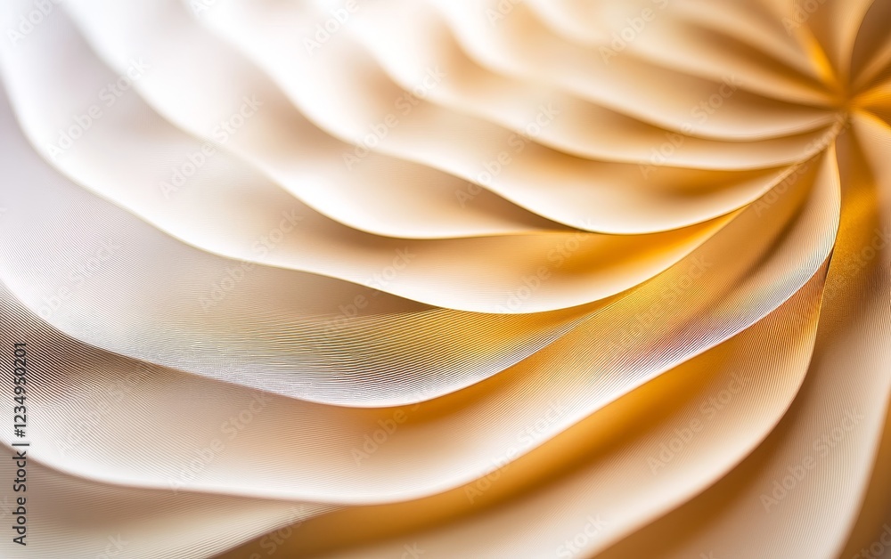 Elegant close-up of soft, flowing paper waves in warm tones creating a serene and artistic backdrop Elegant close-up of soft, flowing paper waves in warm tones creating a serene and artistic backdrop