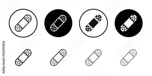 Band aid icon Black line art vector logo set