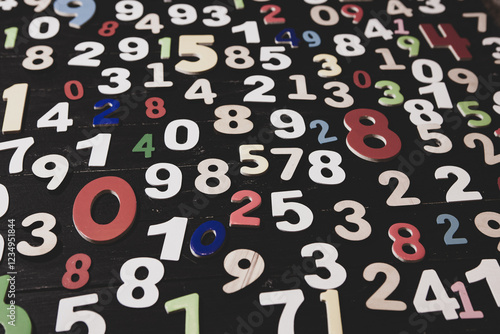 Background of numbers. from zero to nine. Numbers texture. Finance data concept. Matematic. Seamless pattern with numbers. financial crisis concept. Business success. photo