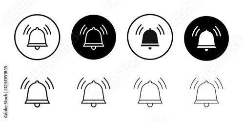 Bell ring icon Black line art vector logo set