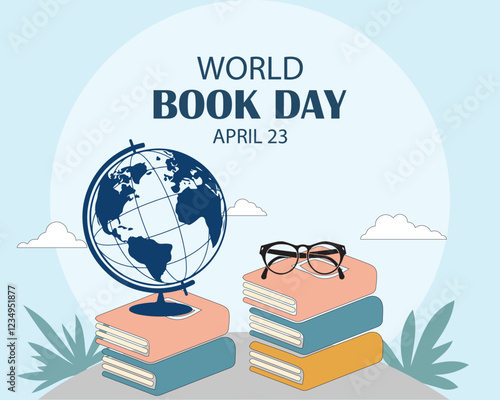 World Book Day, April 23. Banner, card, poster, postcard, placard, background design.