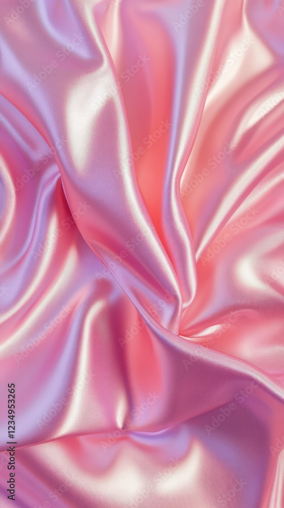 Obraz premium Pink silk fabric drapes, studio shot, soft light, background blur, textile design