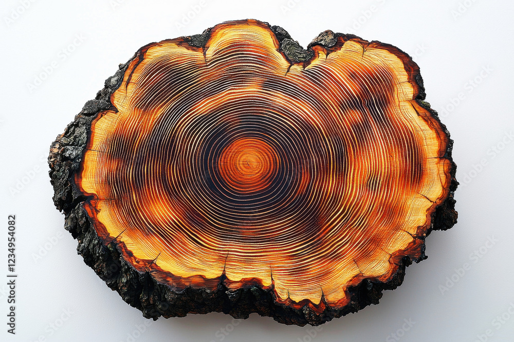 Cross-section of tree trunk revealing intricate growth rings and vibrant wood tones showcasing natural beauty and detailed texture Cross-section of tree trunk revealing intricate growth rings and vibrant wood tones showcasing natural beauty and detailed texture
