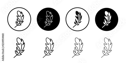 Feather icon Black line art vector logo set