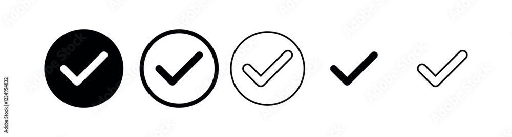 Check Mark Icons: Tick, Confirm, Success - Vector Graphics (Outline, Solid) Check Mark Icons: Tick, Confirm, Success - Vector Graphics (Outline, Solid)