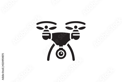 drone camera vector silhouette isolated in white background
