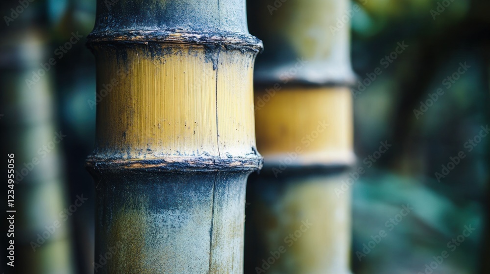 Golden Bamboo Forest Close-up, Nature Texture Golden Bamboo Forest Close-up, Nature Texture