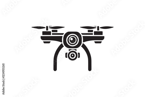 drone camera vector silhouette isolated in white background