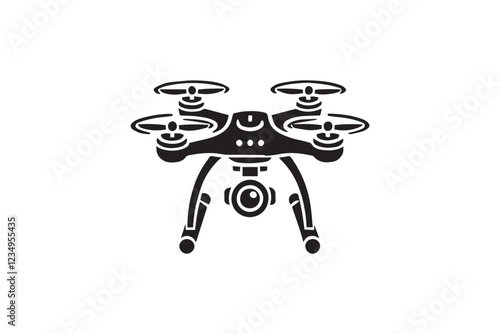 drone camera vector silhouette isolated in white background