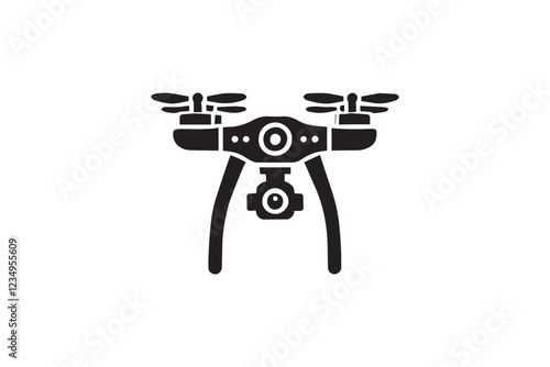 drone camera vector silhouette isolated in white background