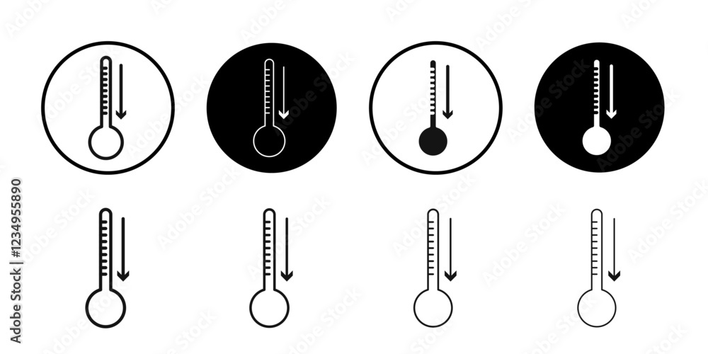 Low Temperature icon Black line art vector logo set Low Temperature icon Black line art vector logo set