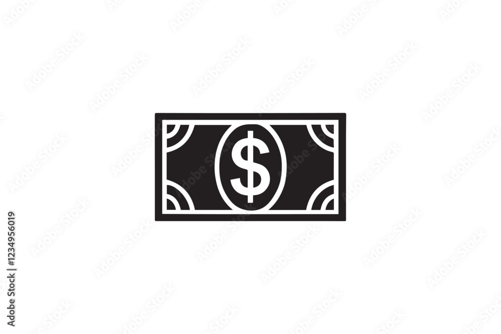 Doller sign vector silhouette isolated in white background Doller sign vector silhouette isolated in white background