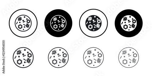 Microorganism icon Black line art vector logo set