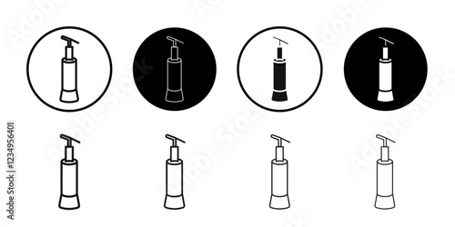 Oil can icon Black line art vector logo set