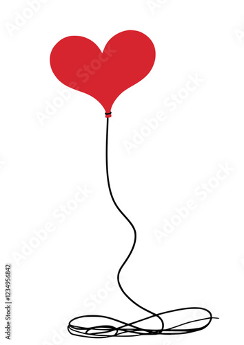 Ballon coeur rouge avec ficelle svg 