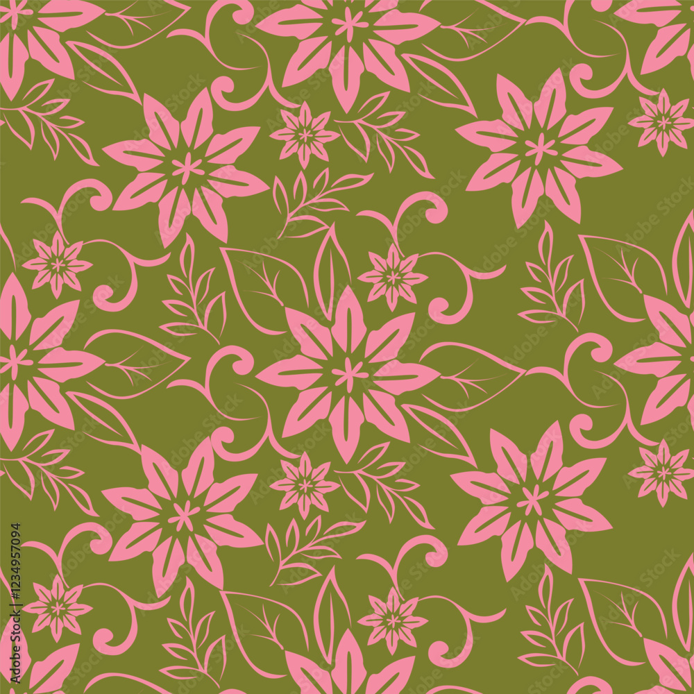 Floral Seamless Vector Illustration pattern background. Ornamental flower design for use all of fabric print wrapping paper and others. All over design ready to print. Floral Seamless Vector Illustration pattern background. Ornamental flower design for use all of fabric print wrapping paper and others. All over design ready to print.