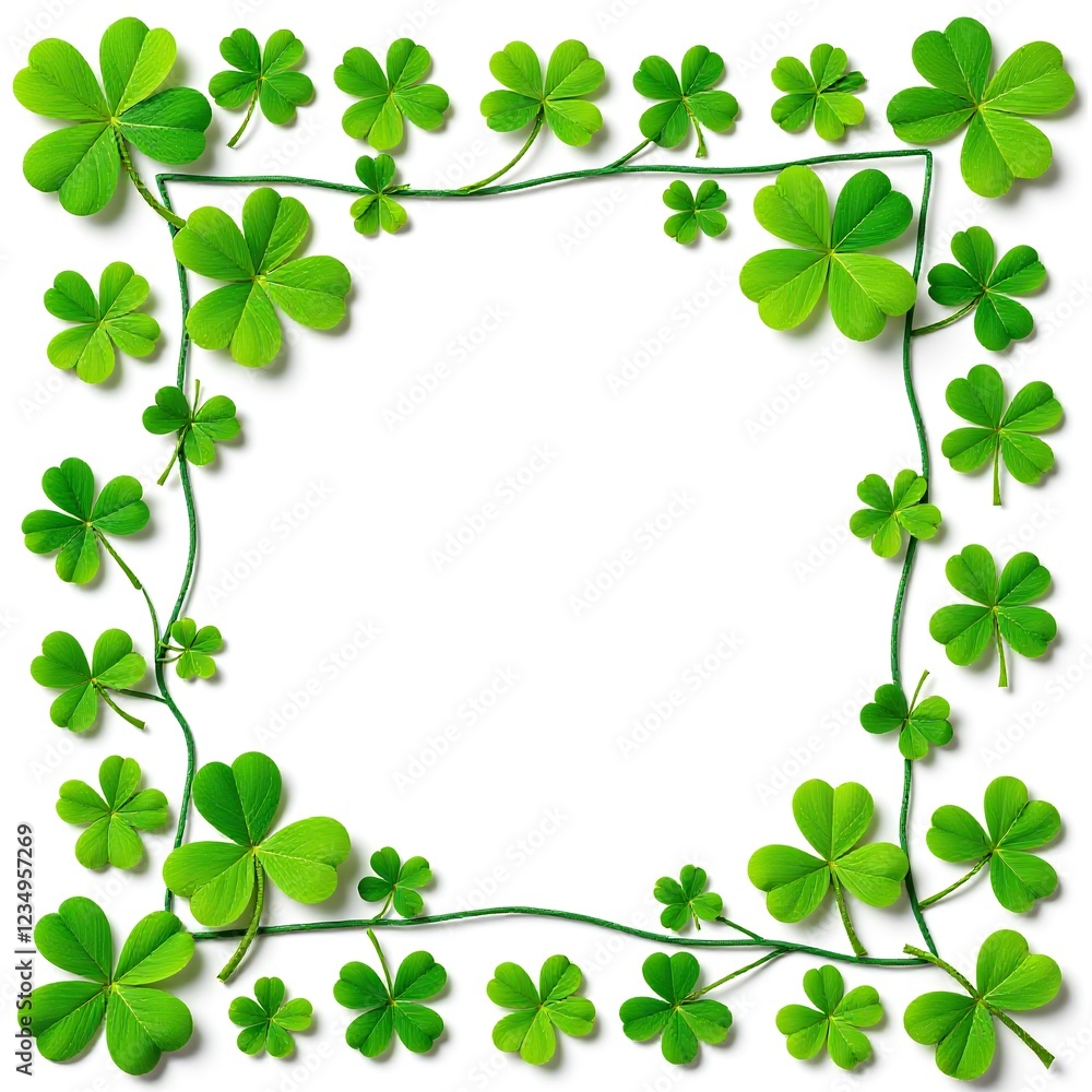 Four-Leaf Clover Square Frame for St. Patrick's Day Celebration Four-Leaf Clover Square Frame for St. Patrick's Day Celebration
