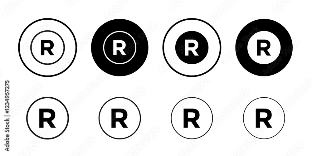 Registered icon Black line art vector logo set Registered icon Black line art vector logo set