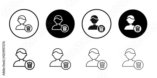 Remove user icon Black line art vector logo set