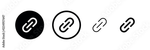 Link Icons: Hyperlink, Connection, Attachment - Vector Graphics (Outline, Solid)