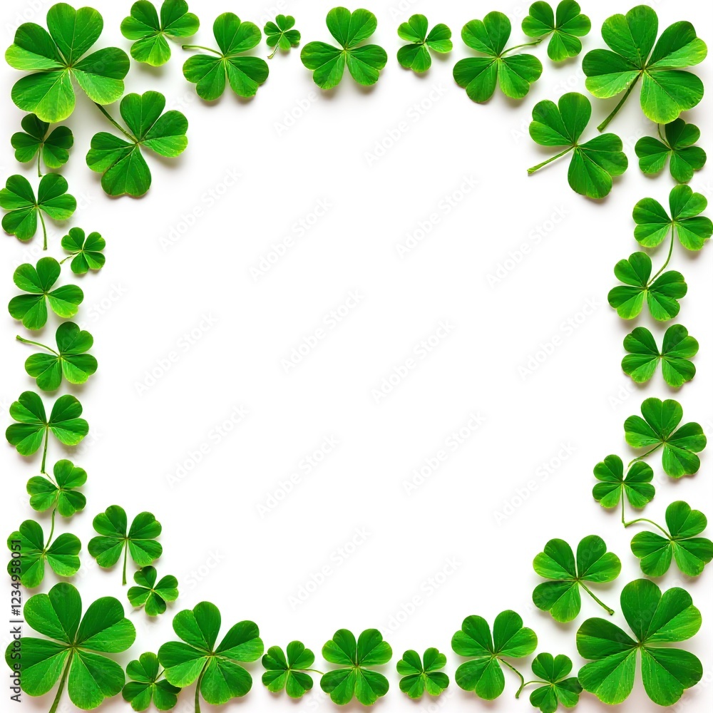 Green Four-Leaf Clover Square Frame for St. Patrick's Day Green Four-Leaf Clover Square Frame for St. Patrick's Day