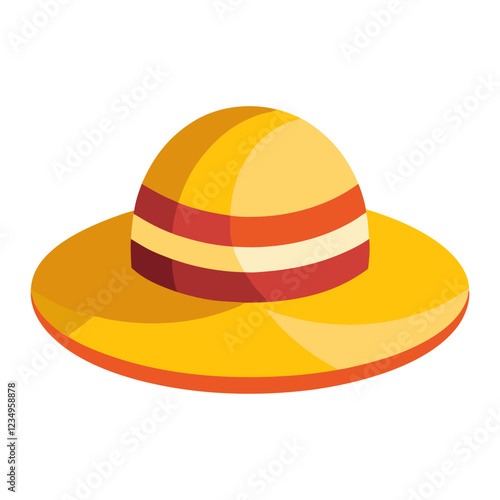 This vibrant sun hat features a wide brim and colorful stripes, ideal for enjoying sunny outdoor activities such as picnics, beach outings, or casual gatherings