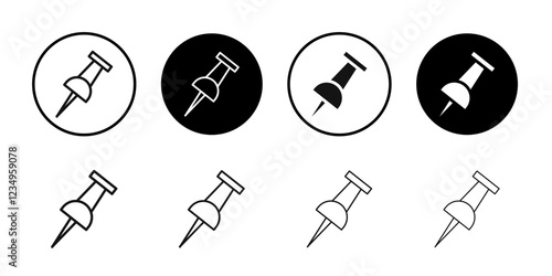 Thumbtack icon Black line art vector logo set