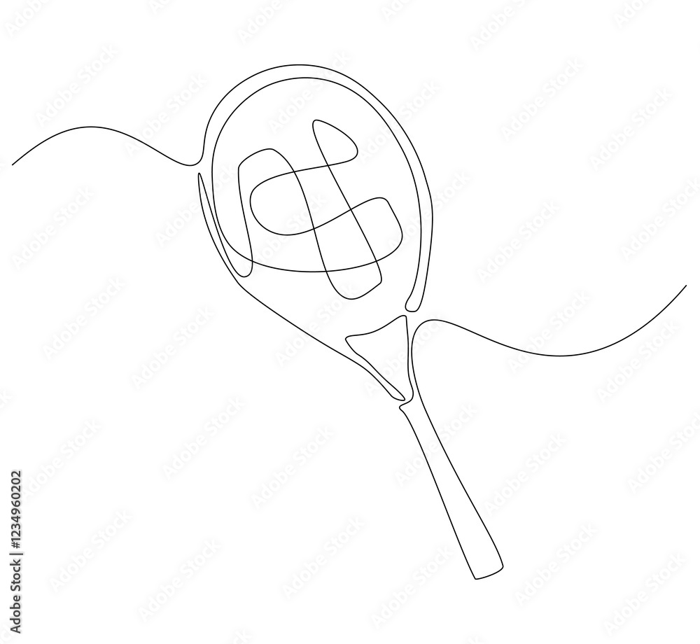 Obraz premium Tennis racket continuous line. Continuous one line drawing tennis racket. Sport concept. Single line drawing