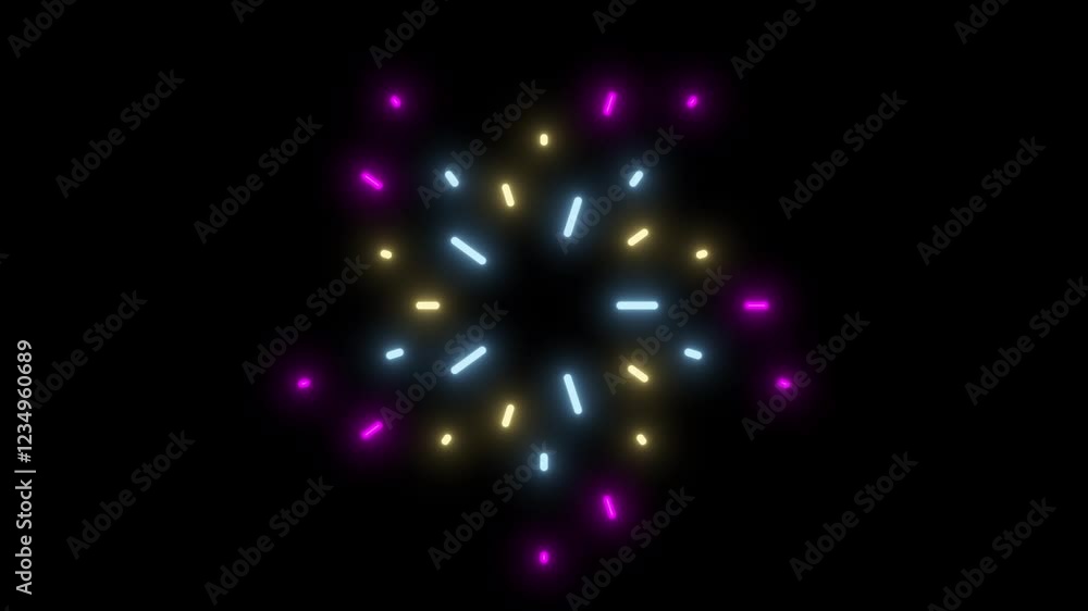 Six Stars Burst Glow Motion Graphic Animation on Black Background, Horizontal 4K Seamless Loop Six Stars Burst Glow Motion Graphic Animation on Black Background, Horizontal 4K Seamless Loop