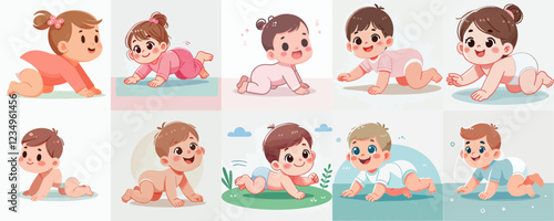 vector of a baby crawling