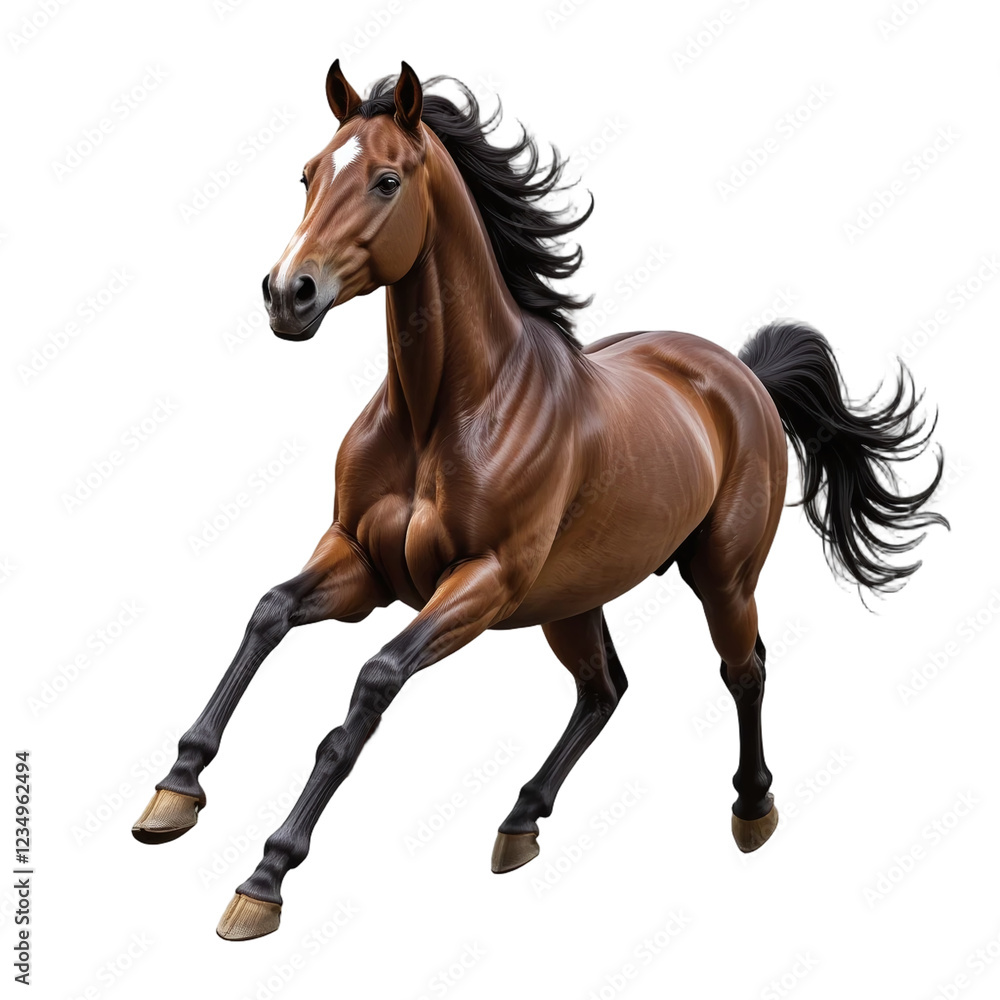 Brown horse running isolated on transparent background Brown horse running isolated on transparent background