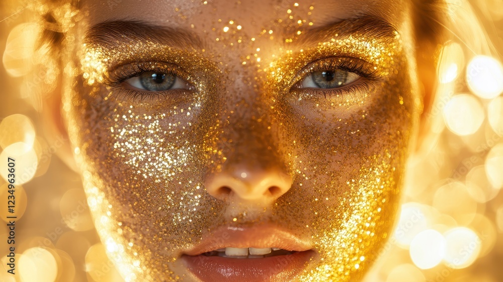 Sparkling Portrait of a Model with Glitter Makeup Sparkling Portrait of a Model with Glitter Makeup