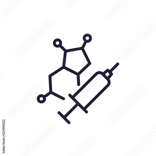 hormone therapy, steroids line icon with a syringe