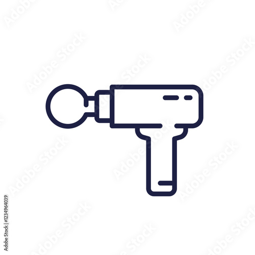 massage gun line icon, percussive massager on white