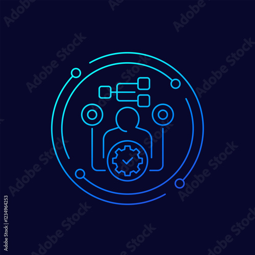 onboarding icon with employee, linear design