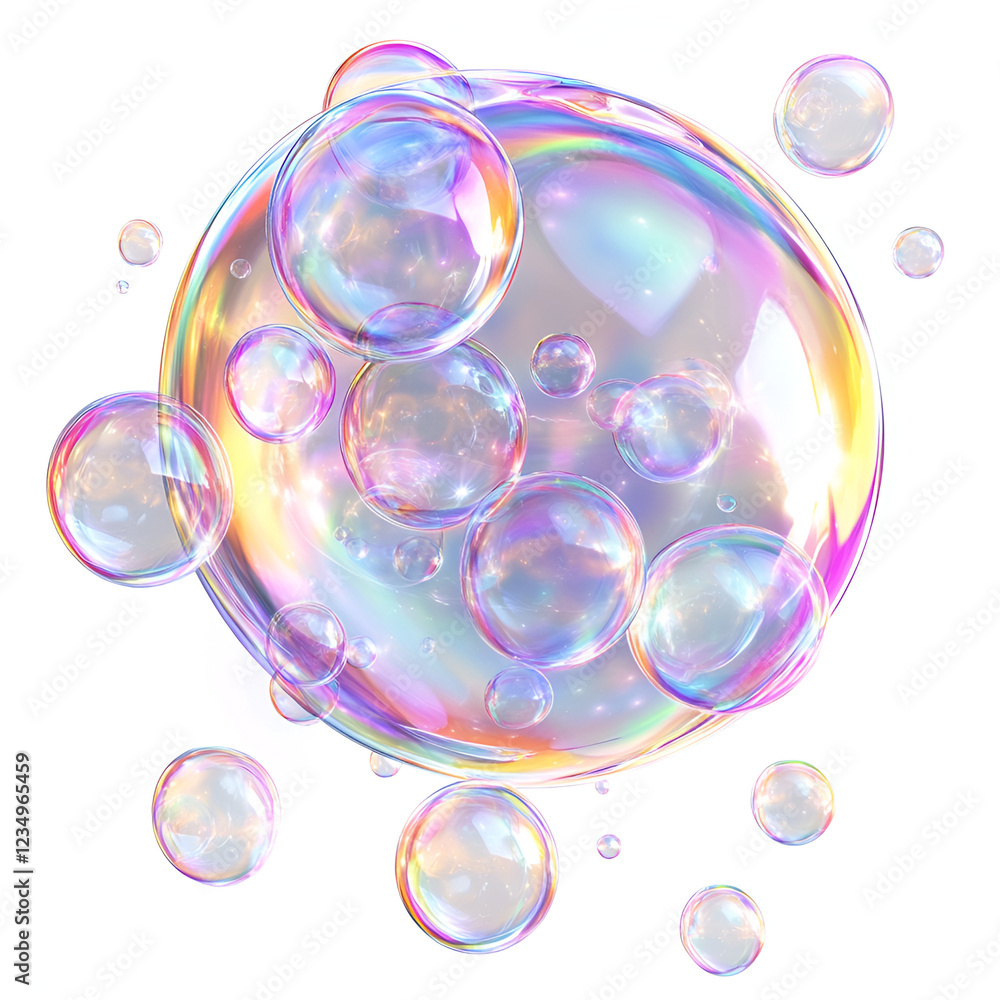 Naklejka premium Bubbles Floating in the Air on a White Background