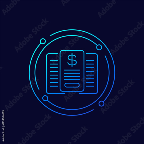 Subscription, tariff plans icon, linear design