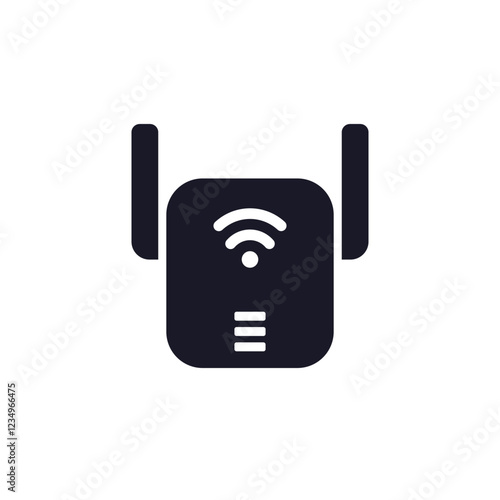 WiFi extender icon, internet signal booster pictogram on white