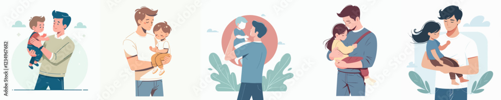 Obraz premium vector of a father holding his child