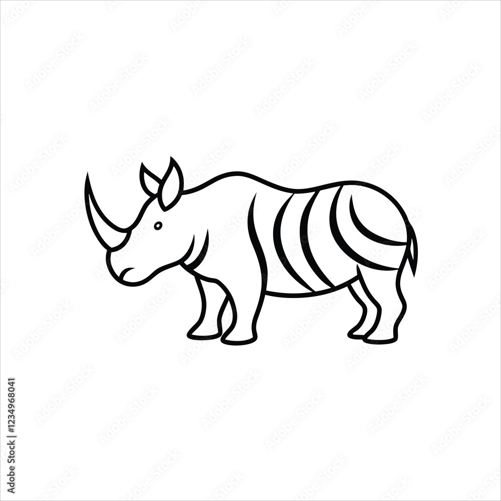 Naklejka premium Hand Drawn Rhino with Abstract Patterns Vector Illustration