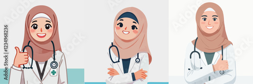 vector of a happy muslim doctor