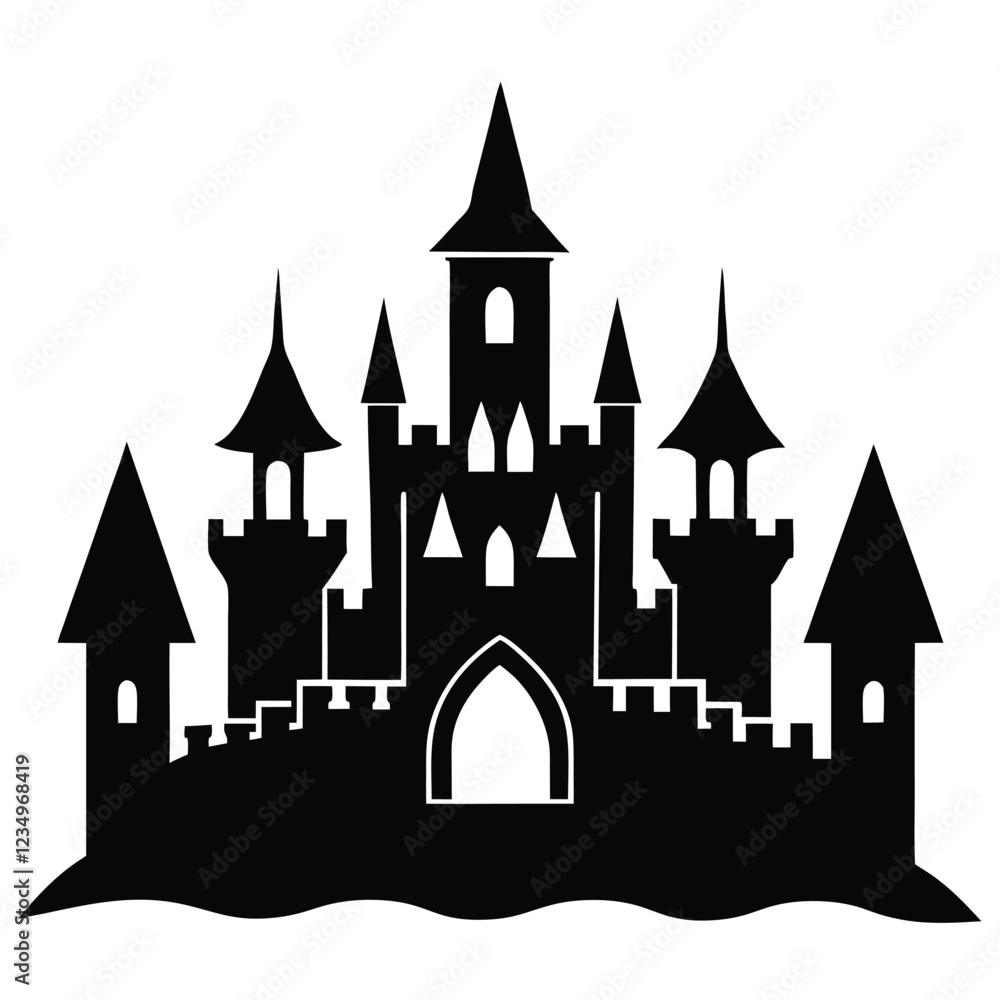 Medieval Castle Silhouette Vector Illustration Medieval Castle Silhouette Vector Illustration