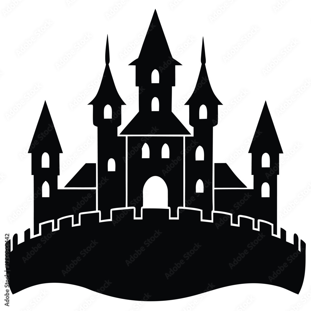 Medieval Castle Silhouette Vector Illustration
