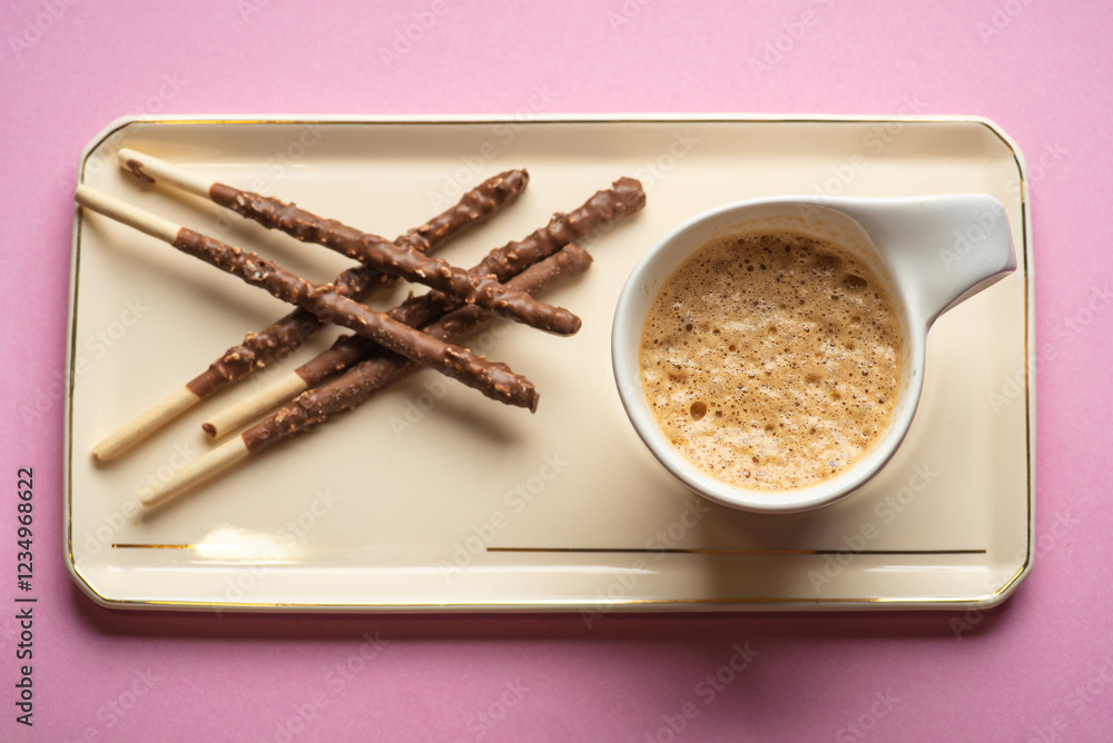 Assorted Chocolate Coated Sticks with Coffee