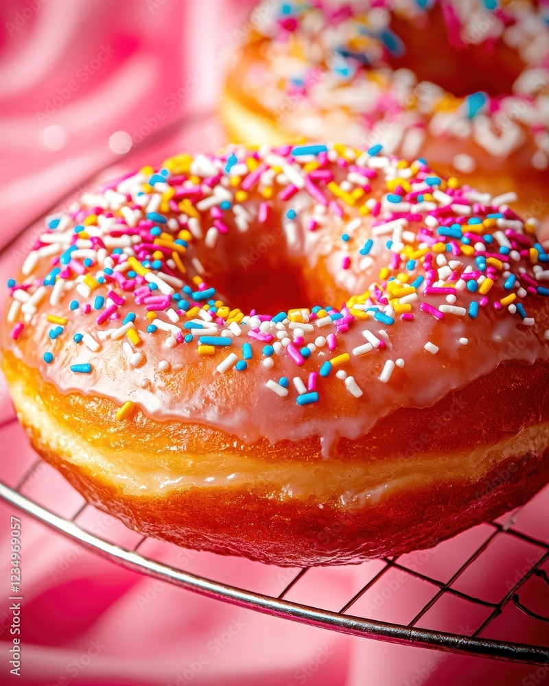 Glazed donut delight bakery display food colorful environment closeup view indulgent treats Glazed donut delight bakery display food colorful environment closeup view indulgent treats