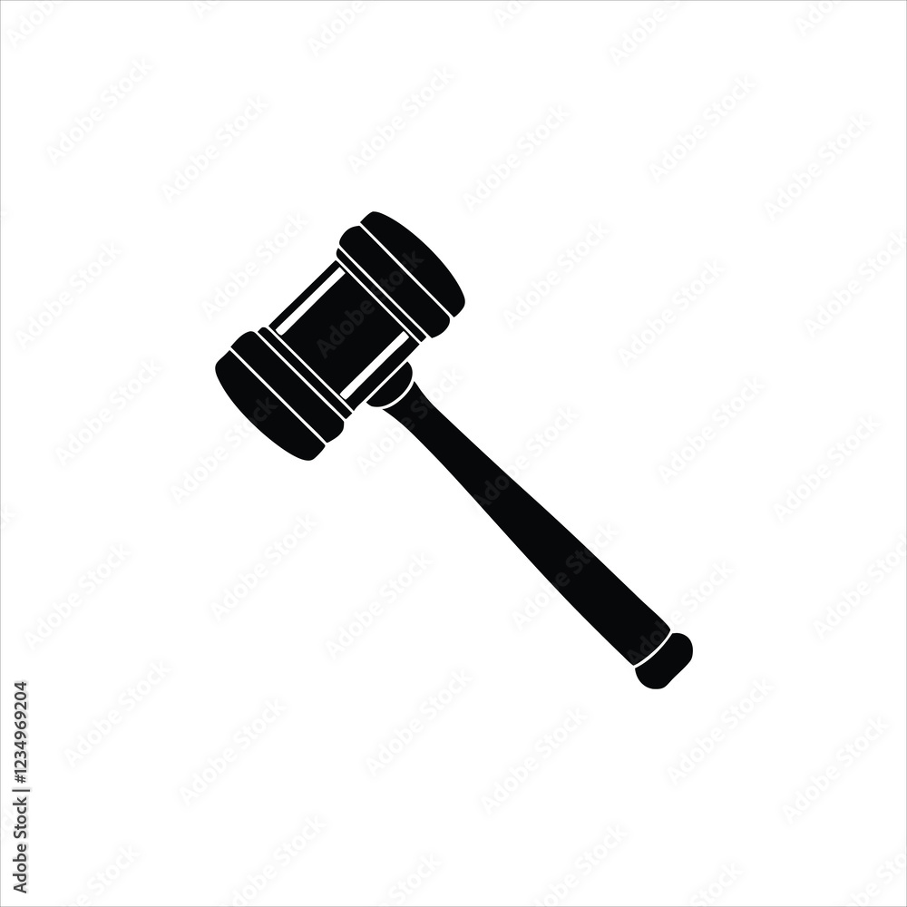 Isolated Gavel Silhouette Vector Illustration on White Isolated Gavel Silhouette Vector Illustration on White